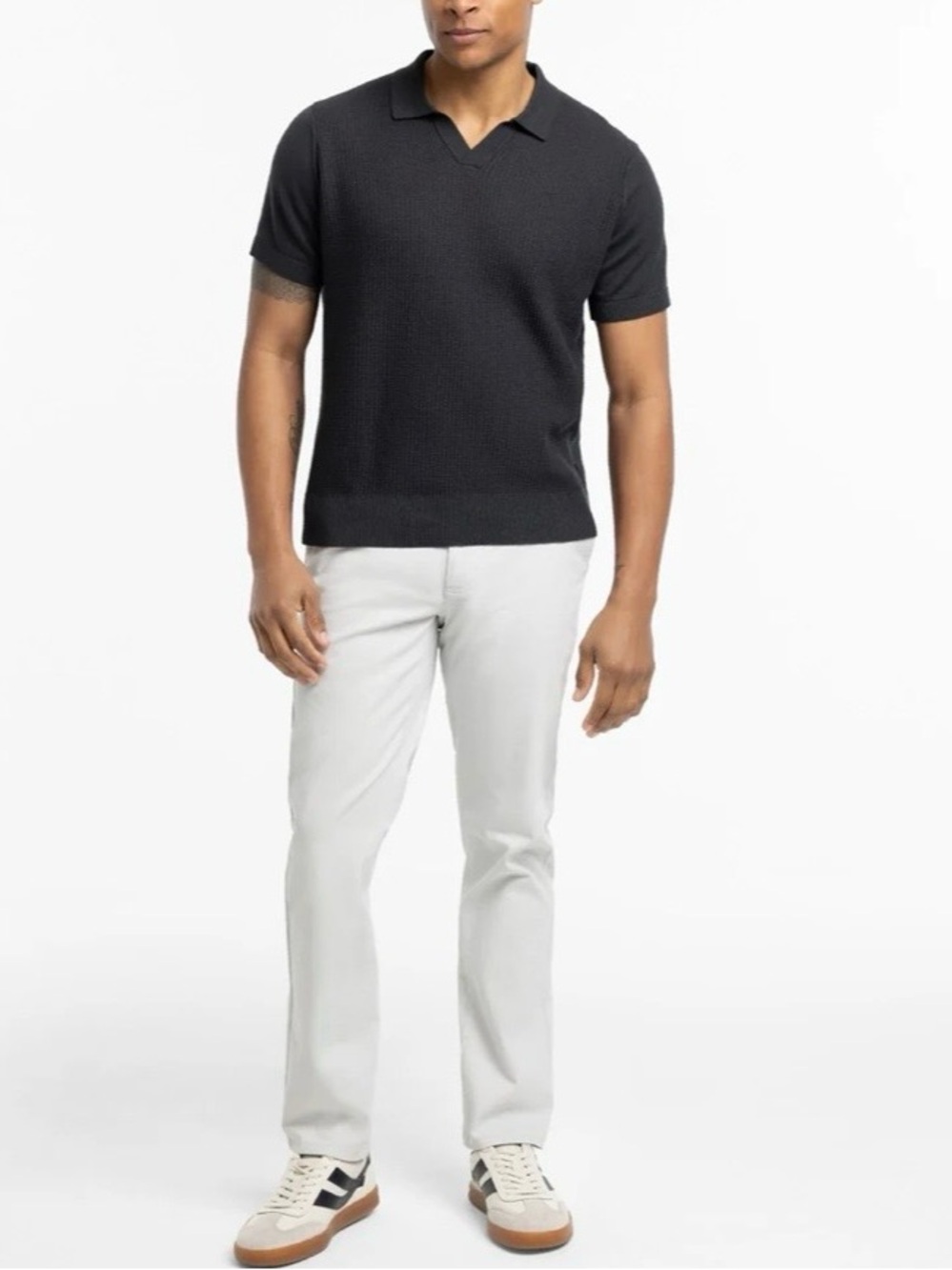 Ash & Erie Men's Short-Sleeve Knit Polo in Dark Gray